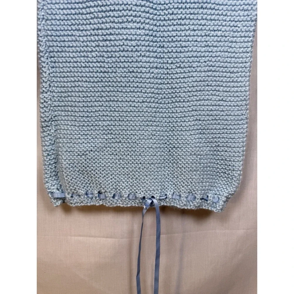 Vintage Baby‎ Blue Hand Knit Bunny Gown Sleeper Newborn Infant Dainty
